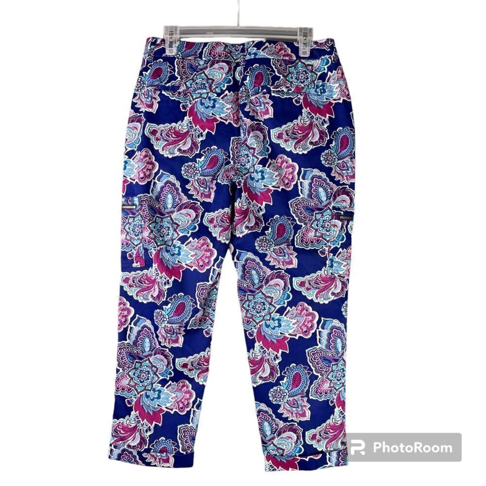 Chico's Crop Pants Womens Size 0.5 Floral Paisley Coastal Multicolor Bold